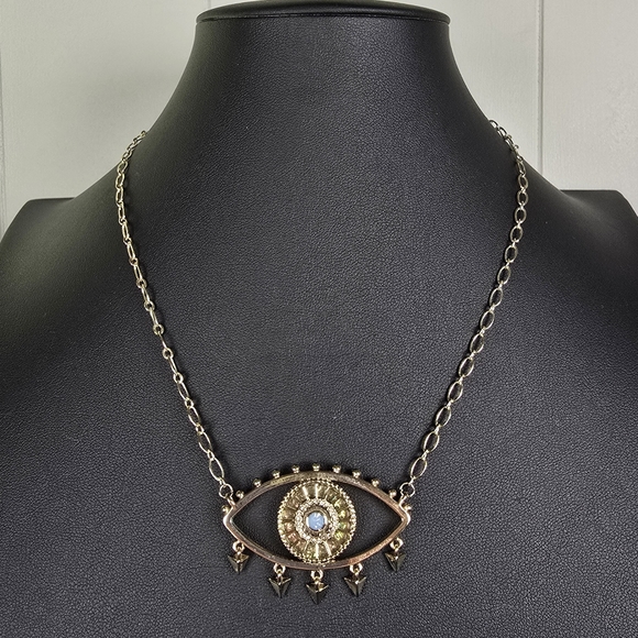 BCBGeneration Boho Evil Eye Necklace with Gold Detailing - Picture 2 of 5